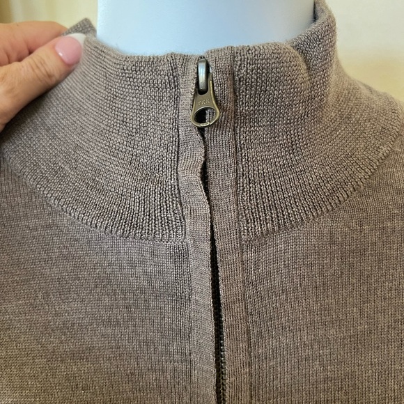 NWOT J. Crew Taupe Quarter Zip Sweater 100% Italian Merino Wool Sz L - Picture 3 of 6